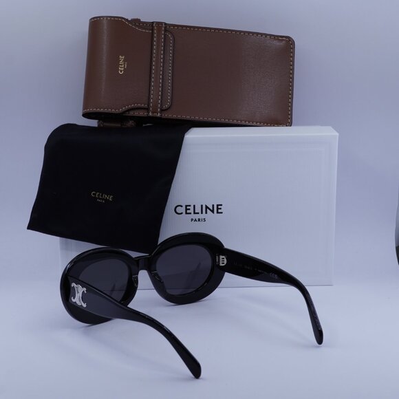 Celine CL40312U TRIOMPHE 01A Oval Sunglasses - Black/Grey - Picture 6 of 10